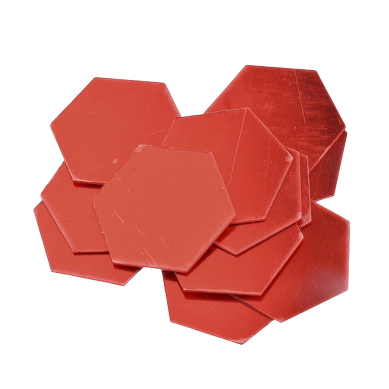 12pzs Acrilico Decorativo Espejo Hexagonal Adhesivo Rojo
