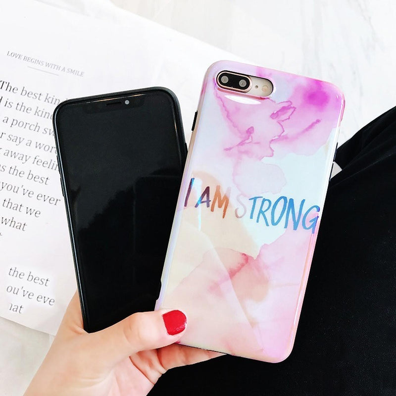 Funda Brillosa Para iPhone I Am Strong Fuerza Hombre Mujer
