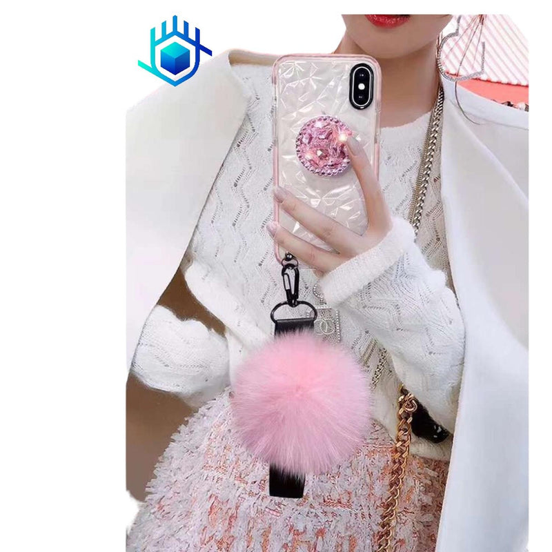 Funda Compatible Con Xiaomi Diamantes 3D Pompon Correa Mujer