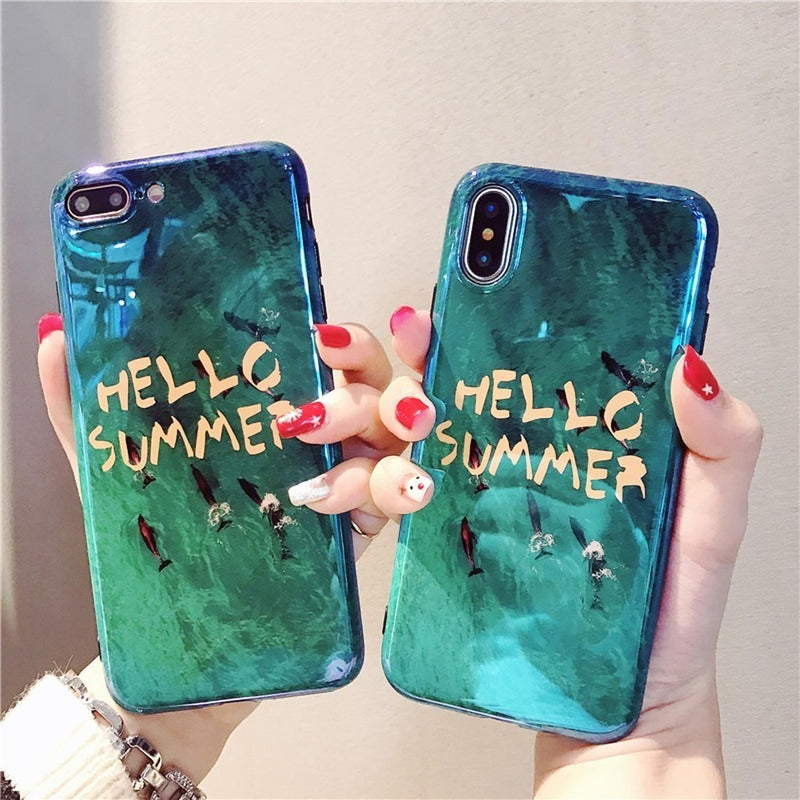 Funda Para iPhone Hello Summer Olas Mar Delfines Case Playa