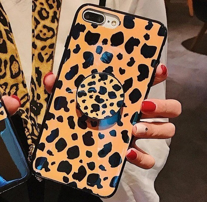 Case Leopardo Para iPhone + Soporte Dama Mujer Hombre Animal