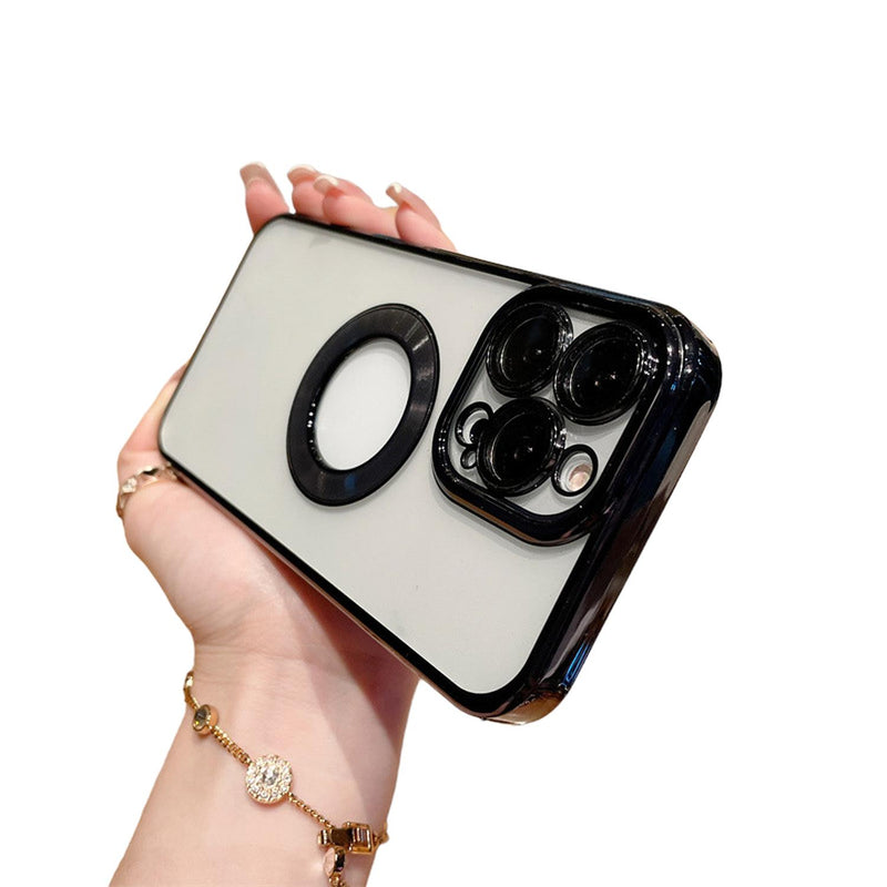 Funda de Lujo Goma para iPhone 14 Plus + Mica Case Elegante