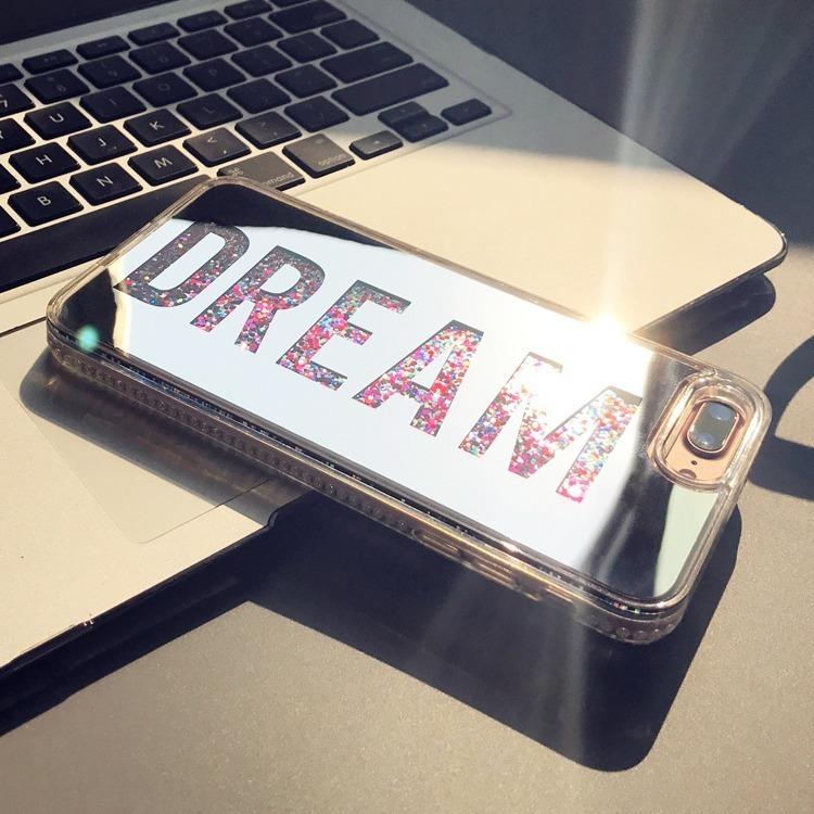 Funda iPhone Dream Love Espejo Liquido Mujer Dama Piedras 3d