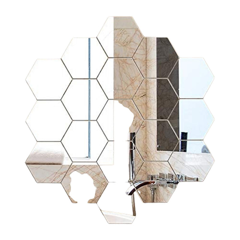 12pzs Acrilico Grande Decorativo Espejo Hexagonal Adhesivo