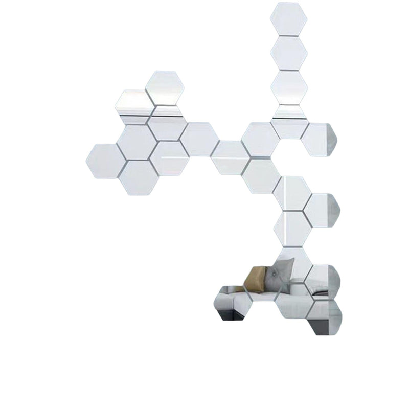 12pzs Acrilico Grande Decorativo Espejo Hexagonal Adhesivo
